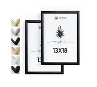 Heimlich® - Cadre photo - 13 x 18 cm, aluminium, noir, lot de 2 - Cadres photo moyen avec plastification - Montage mural ou à poser