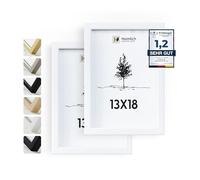 Heimlich® - Cadre photo - 13 x 18 cm, bois d'ayous, blanc, lot de 2 - Cadres photo moyens avec plastification - Montage mural ou à poser
