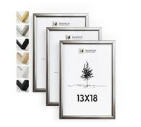 Heimlich Cadre photo 13 x 18 cm, lot de 3 pièces en métal, couleur argent et champagne | petit collage | cadre en aluminium