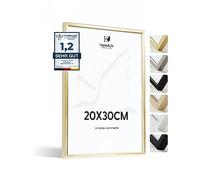 Heimlich® - Cadre photo - 20 x 30 cm, aluminium doré - Petits cadres pour documents et certificats avec protection plastique - Montage mural ou sur table
