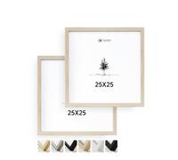Heimlich® - Cadre photo - 25 x 25 cm, bois d'ayous, couleur chêne, lot de 2 - Petits cadres photo carrés avec film plastique - Montage mural uniquement