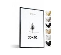 Heimlich Cadre photo 30 x 40 cm, aluminium, noir - Grand cadre pour document et diplôme avec plastification - Montage mural uniquement