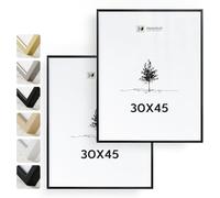 Heimlich® - Cadre photo - 30 x 45 cm, aluminium, noir, lot de 2 - Petit cadre pour affiche avec film plastique - Montage mural uniquement
