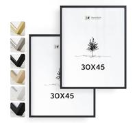 Heimlich® - Cadre photo - 30 x 45 cm, bois d'ayous, noir, lot de 2 - Petits cadres pour posters avec film plastique - Montage mural uniquement