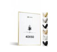 Heimlich® - Cadre photo - 40 x 50 cm, aluminium, doré - Petit cadre photo à coller avec film plastique - Montage mural uniquement