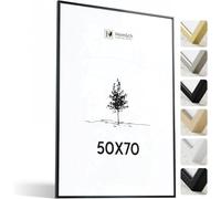 Heimlich® - Cadre photo - 50 x 70 cm, aluminium, noir, grand cadre photo pour collage avec film plastique - Montage mural uniquement