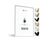 Heimlich® - Cadre photo - 50 x 70 cm, chêne, blanc - Grand cadre photo à monter soi-même avec film plastique - Montage mural uniquement
