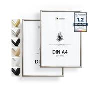 Heimlich® - Cadre photo A4 21 x 30 cm, aluminium, argenté, lot de 2 - Cadres pour documents, certificats, diplômes avec plastification - Montage mural ou sur table