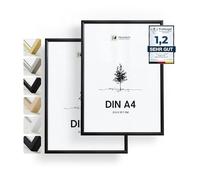 Heimlich® - Cadre photo A4 21 x 30 cm, aluminium noir - Lot de 2 - Cadre pour documents, certificats, diplômes avec plastification - Montage mural ou sur table