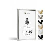 Heimlich® - Cadre photo - A5 14,8 x 21 cm, aluminium, argent - Cadres pour collages de diplômes, posters et affiches avec plastification - Montage mural ou sur table