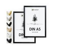 Heimlich® - Cadre photo - A5 14,8 x 21 cm, aluminium, noir, lot de 2 - Cadres pour diplômes, posters et collages avec plastification - Montage mural ou sur table