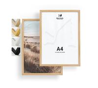 Heimlich Cadres photo A4 21 x 30 cm, pin, naturel, lot de 2 - Cadres pour documents, certificats, diplômes avec plastification - Montage mural ou sur table