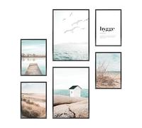 Heimlich - Ensemble d'affiches - 2 sur A3 / 30x42 cm + 4 sur A4 / 21x30 cm - Affiches premium - Impressions sans cadre - Style côtier - Mouettes de plage de la mer Scandi
