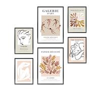 Heimlich - Ensemble d'affiches - 2 sur A3 / 30x42 cm + 4 sur A4 / 21x30 cm - Affiches premium - Impressions sans cadre - Style moderne - Matisse rose abstrait