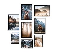 Heimlich - Ensemble d'affiches - 4 sur A3 / 30x42 cm + 4 sur A4 / 21x30 cm - Affiches premium - Impressions sans cadre - Style moderne - Pleine conscience dans la nature