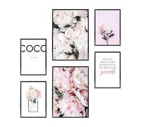 Heimlich - Lot d'affiches - 2 A3 / 30 x 42 cm + 4 A4 / 21 x 30 cm - Posters Premium - Tirages sans cadre - Style contemporain - Pivoine Rose Coco