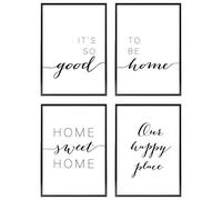 Heimlich® Tableau Décoration Murale - SANS Cadres -Set de Poster Premium pour la Maison, Bureau, Salon, Chambre, Cuisine | 4 pièces (home, DIN A4 - [21x30cm])