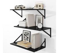 Heimlove Lot de 3 étagères murales flottantes de 30,5 cm de large avec support en métal pour livres, cuisine, bureau, chambre à coucher et rangement décoratif - 61 x 30,5 cm (l x P) - Noir