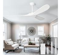 Heimo Ventilateur de plafond blanc de 152,4 cm sans lumière pour intérieur et extérieur, ventilateur de plafond à 3 feuilles sans lumière pour terrasse, chambre à coucher, salon, ferme