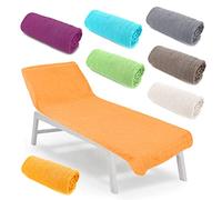 heimtexland ® Coussin en tissu éponge pour chaise longue - Pour plage, piscine, sauna - Serviette hygiénique - Type 772 - Orange