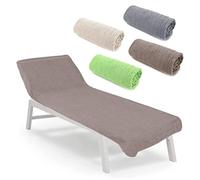 heimtexland ® Housse en tissu éponge pour chaise longue - Pour plage, piscine, sauna - Serviette hygiénique - Type 772 - Taupe