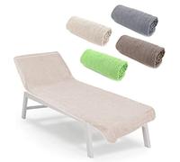 heimtexland ® Housse en tissu éponge pour chaise longue - Pour plage, piscine, sauna - Serviette hygiénique - Type 772 - Beige