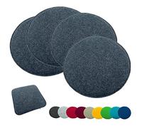 heimtexland ® Lot de 4 coussins de chaise en feutre pour intérieur et extérieur, coussin de sol, coussin de siège, pour chaise, rond, Type631, coussin en feutre anthracite mélangé, 35x35 cm, 4 pièces