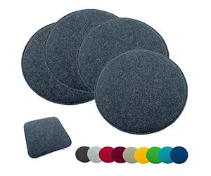 heimtexland ® Lot de 4 coussins de chaise en feutre pour intérieur et extérieur, coussin de sol, coussin de siège, pour chaise, rond, Type631, coussin en feutre anthracite mélangé, 35x35 cm, 4 pièces