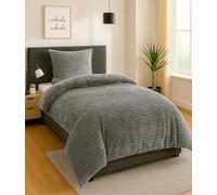 heimtexland Parure de lit d'hiver réversible en velours côtelé doux et chaud - Toucher cachemire - Housse de couette réversible - 80 x 80 cm - 135 x 200 cm - Super douce - Thermorégulatrice