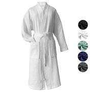 heimtexland ® Peignoir de bain en piqué gaufré - 100 % coton - Certifié Oeko-Tex - Séchage rapide - Doux pour la peau - Pour homme et femme - Type 881, Blanc., 3XL