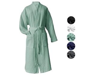 heimtexland ® Peignoir de bain en piqué gaufré - 100 % coton - Certifié Oeko-Tex - Séchage rapide - Doux pour la peau - Pour homme et femme - Type 881, menthe, 3XL