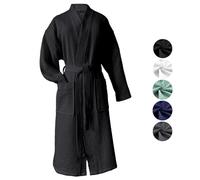 heimtexland Peignoir en piqué gaufré 100 % coton, type 881, Noir , XXL