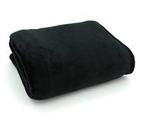heimtexland ® Plaid en flanelle toucher cachemire 220 x 180 cm, couverture pour couple XXL ultra douce certifiée Ökotex noir Type 586