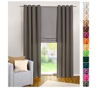 heimtexland ® Rideau à œillets - Gris uni - Opaque mais translucide - H x l : 245 x 140 cm - Rideau décoratif en microfibre avec magnifique tombé léger - Rideau gris béton Typ117