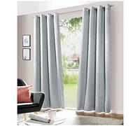 heimtexland ® Rideau décoratif à œillets - Effet métallique - Type 709 - Gris argenté