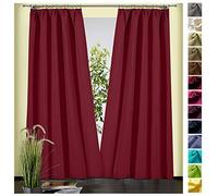 heimtexland ® Rideau décoratif en coton uni opaque à galon fronceur Bordeaux 245 x 135 cm Type 625