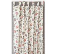 Heimtexland Série maison de campagne moderne, en jacquard de grande qualité, version rideau à passants / housse de coussin / nappe / chemin de table - couleur nature claire, avec joli imprimé fleuri - Country Chic Type 312, Polyester, natur - bunt, Schlaufenschal HxB 245x140 cm