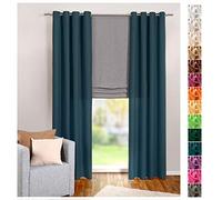 Heimtexland - Typ117 - Rideau à œillets - Bel aspect - En microfibre, uni, opaque et translucide - H x l : 245 x 140 cm - Avec un magnifique tombé souple - Pétrole foncé