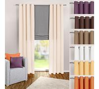 heimtexland Typ117 Rideau à œillets en Microfibre avec Housse légère Crème uni Opaque et translucide 245 x 140 cm