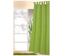 heimtexland ® Typ117 Rideau décoratif avec passants et galon fronceur, couleur unie, opaque mais translucide, certifié Ökotex, vert pomme, H x l : 245 x 140 cm