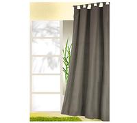 heimtexland ® Typ117 Rideau décoratif avec passants et galon fronceur, couleur unie, opaque mais translucide, certifié Ökotex, gris béton, H x l : 175 x 140 cm