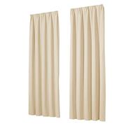 Heimtexland ® Typ139 Lot de 2 rideaux occultants, opaques, avec ruban fronceur, thermiques, protection contre le froid, la chaleur pour chambre à coucher, couleur crème, h x l : 245 x 135 cm