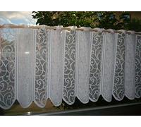 heimtexland ® Typ265 Rideau brise-bise en jacquard blanc , Tissu, Blanc., HxB 78x150 cm
