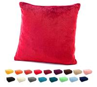 heimtexland ® Typ380 Housse de coussin en flanelle super douce en peluche rouge 40 x 40 cm