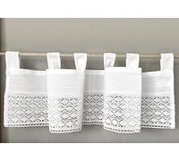 heimtexland ® Typ793 Rideau de bistrot décoratif en coton Blanc 30 x 120 cm