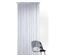 Heimtexland Type 121 Rideau de fils de qualité supérieure avec bande passe-tringle Peut être raccourci Certifié Ökotex Différentes couleurs et tailles au choix, Polyester, argenté, H 245 x L 95 cm