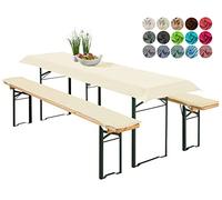 heimtexland ® Type698 Lot de 3 housses de table pour banc de bière 50 x 220 cm Écru