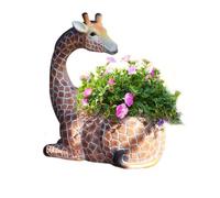 Heimvita Grand pot de fleurs girafe pour jardin, hauts pots de fleurs décoratifs pour l'extérieur, sculpture de jardin en résine pour décoration artistique (avec trou de drainage) (girafe)