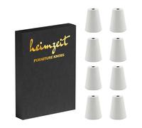 heimzeit Boutons de Meuble Cone 8 Pièces en Aluminium Blanc | Poignées de Placard Rondes de Haute Qualité pour Portes, Tiroirs et Commodes, avec Poignée à un trou et vis