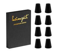 heimzeit Boutons de Meuble Cone 8 Pièces en Aluminium Noir | Poignées de Placard Rondes de Haute Qualité pour Portes, Tiroirs et Commodes, avec Poignée à un trou et vis